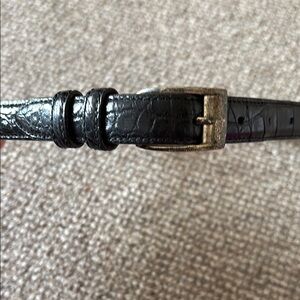 EUC/vintage Ralph Lauren Black Belt, silver buckle sz 28”/70